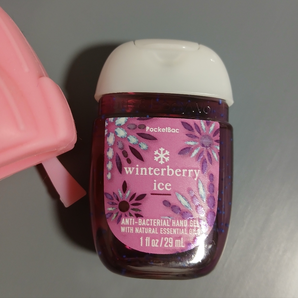 Bath & Body Works Pink Backpack Holder with Winterberry Ice Sanitizer - Picture 3 of 5